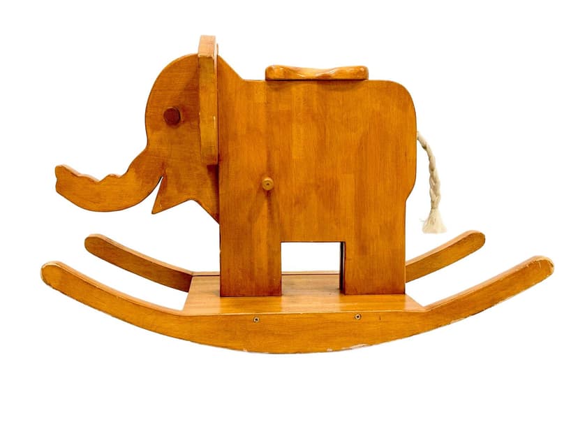 Rocking elephant, light brown wood, Germany, 1960s.