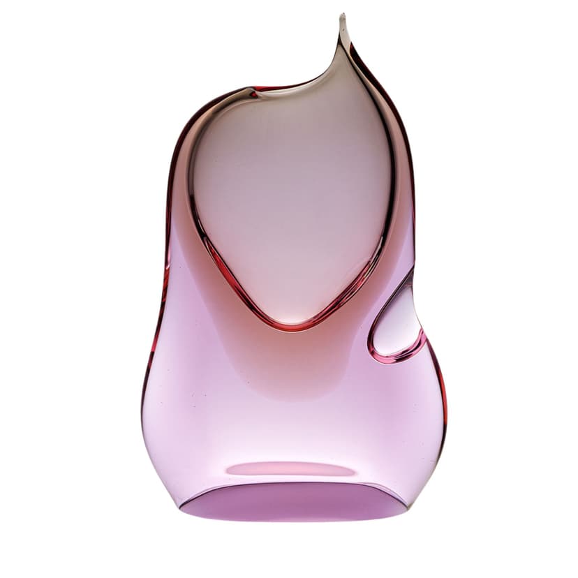 Glass form, lilac, neodymium glass, by J. Cvrcek, M. Klinger, Czechoslovakia, 1970s.