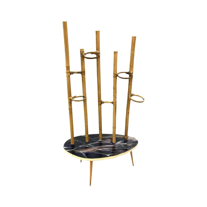 Plant Stand, Mid-Century Modern, light brown bamboo, Germany, 1970s