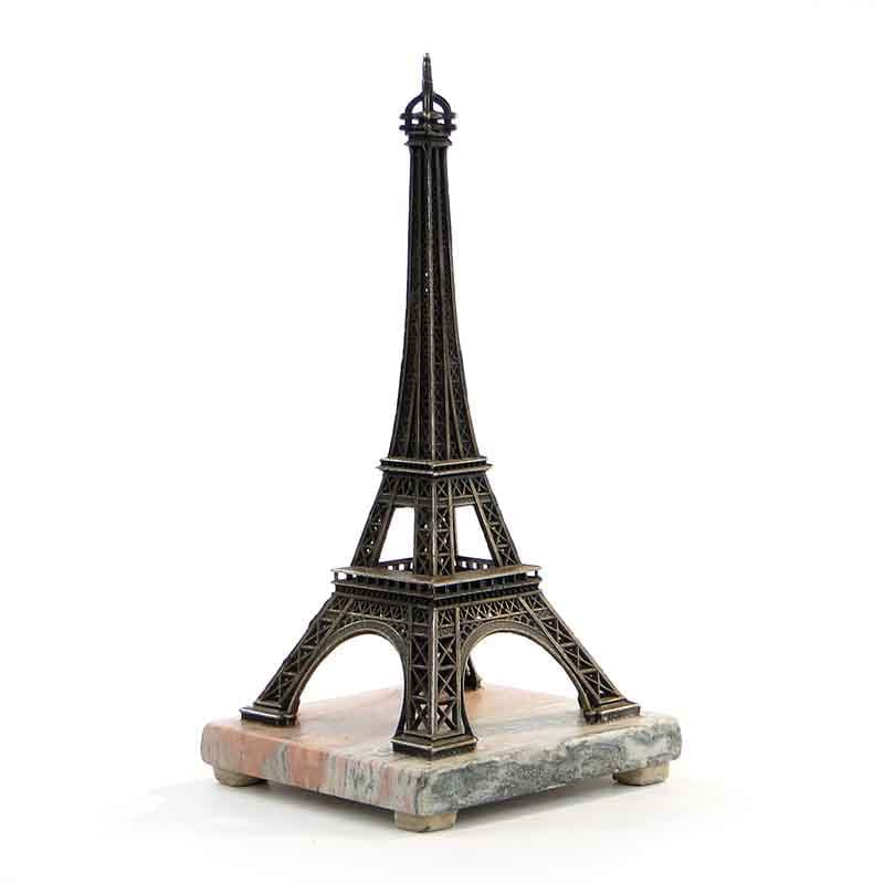 Eiffel Tower Model, dark brown metal, light marble, France, 1950s