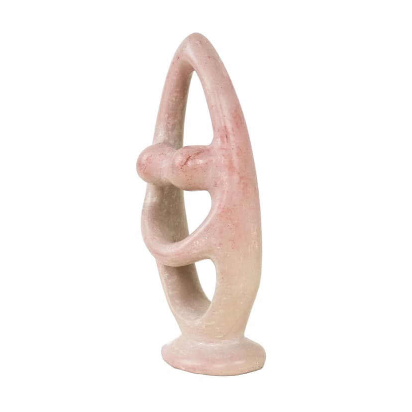 Sculpture, abstract, pink stone, Denmark, 1980s.