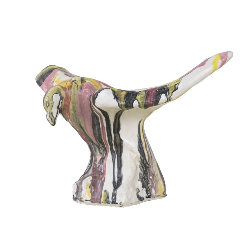 Sculpture Bird, multicolor ceramic, by F. Ferroni, Italy, 1970s.
