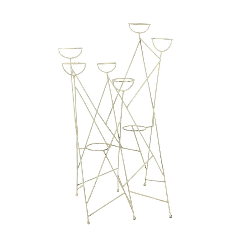 Plant holder stand, white steel, Czechoslovakia, 1960s.