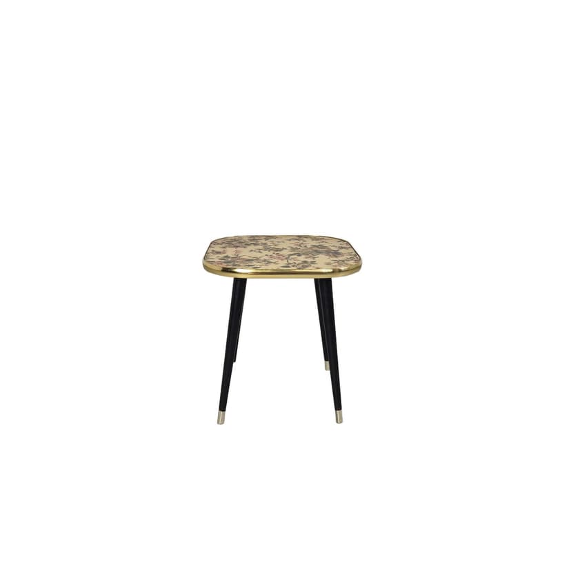 Plant Stand Floral, beige-pink wood, gold metal, by C. Glos Arnold, United Kingdom, 1960s.