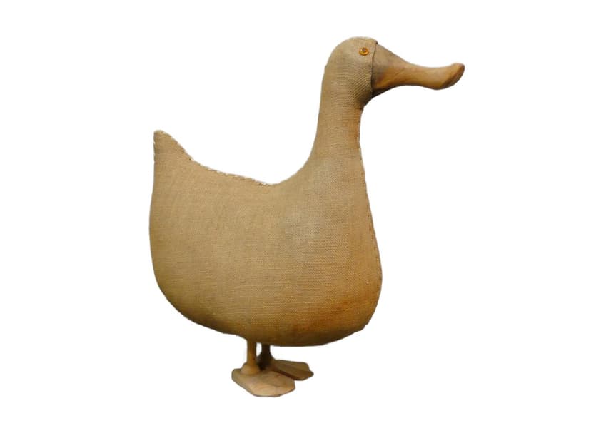 Beige Duck-Shaped Kids’ Seat, Jute and Wood, Germany, 1950s