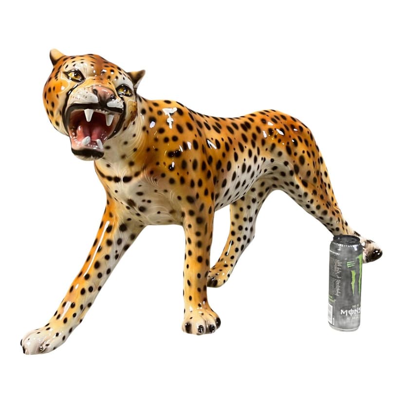 Leopard statue, multicolour ceramics, Italy, 1960s