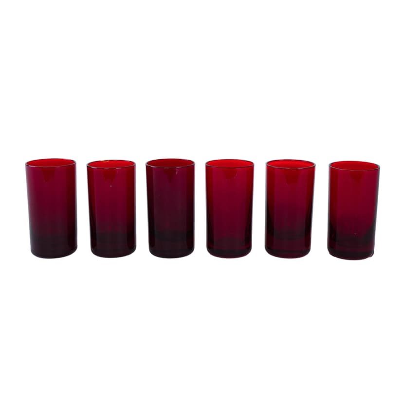 Set of six glasses, ruby, glass, Italy, 1970s.