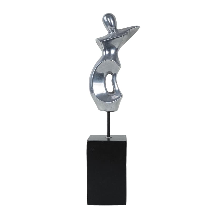 Statuette, silver metal, black base, Italy, 1970s.