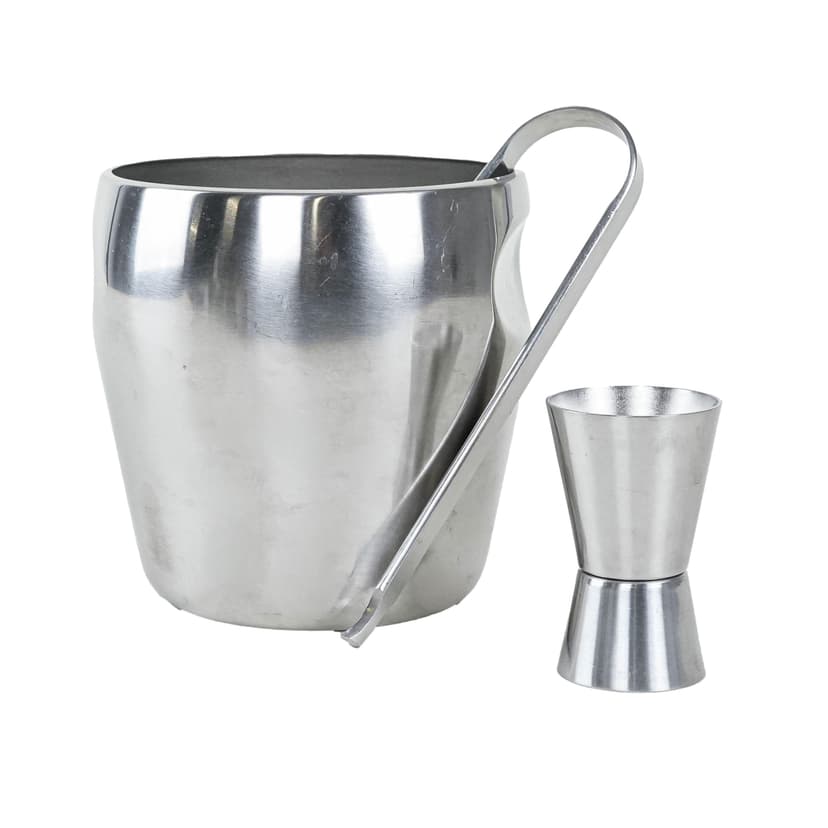 Ice bucket, silver stainless steel, Alessi, Italy, 1970s.