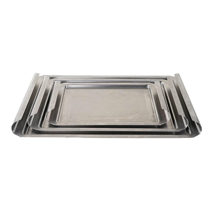 Set of trays, silver, stainless steel, Italy, 1970s.