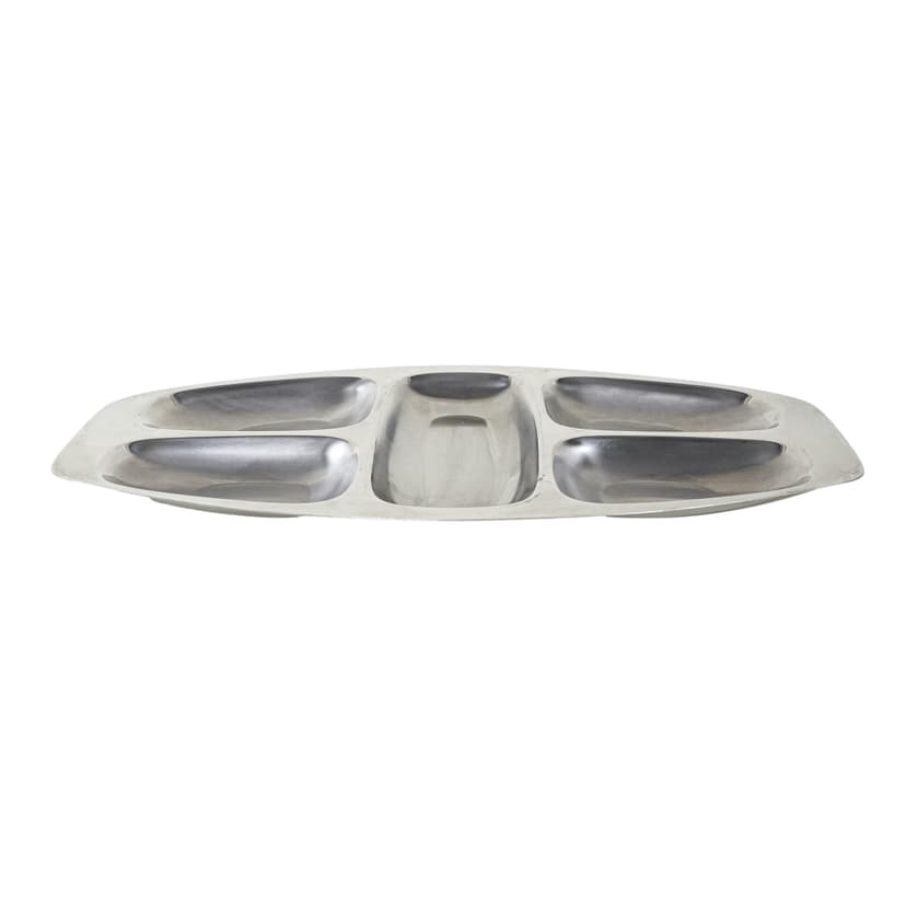 Appetizer tray, silver stainless steel, Alessi, Italy, 1970s.