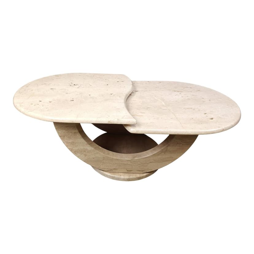 Stolik kawowy, beżowy, trawertyn, Włochy, lata 70.