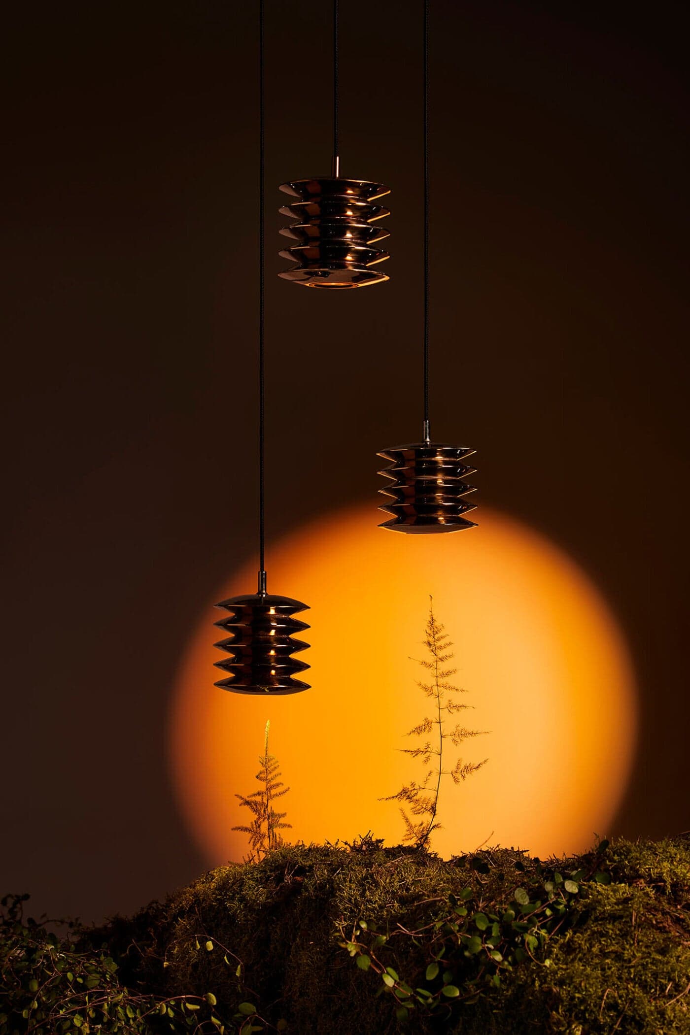 Zestaw trzech lamp wiszących HARMONICA, srebrny, 2700K, Zieta Studio - 121128