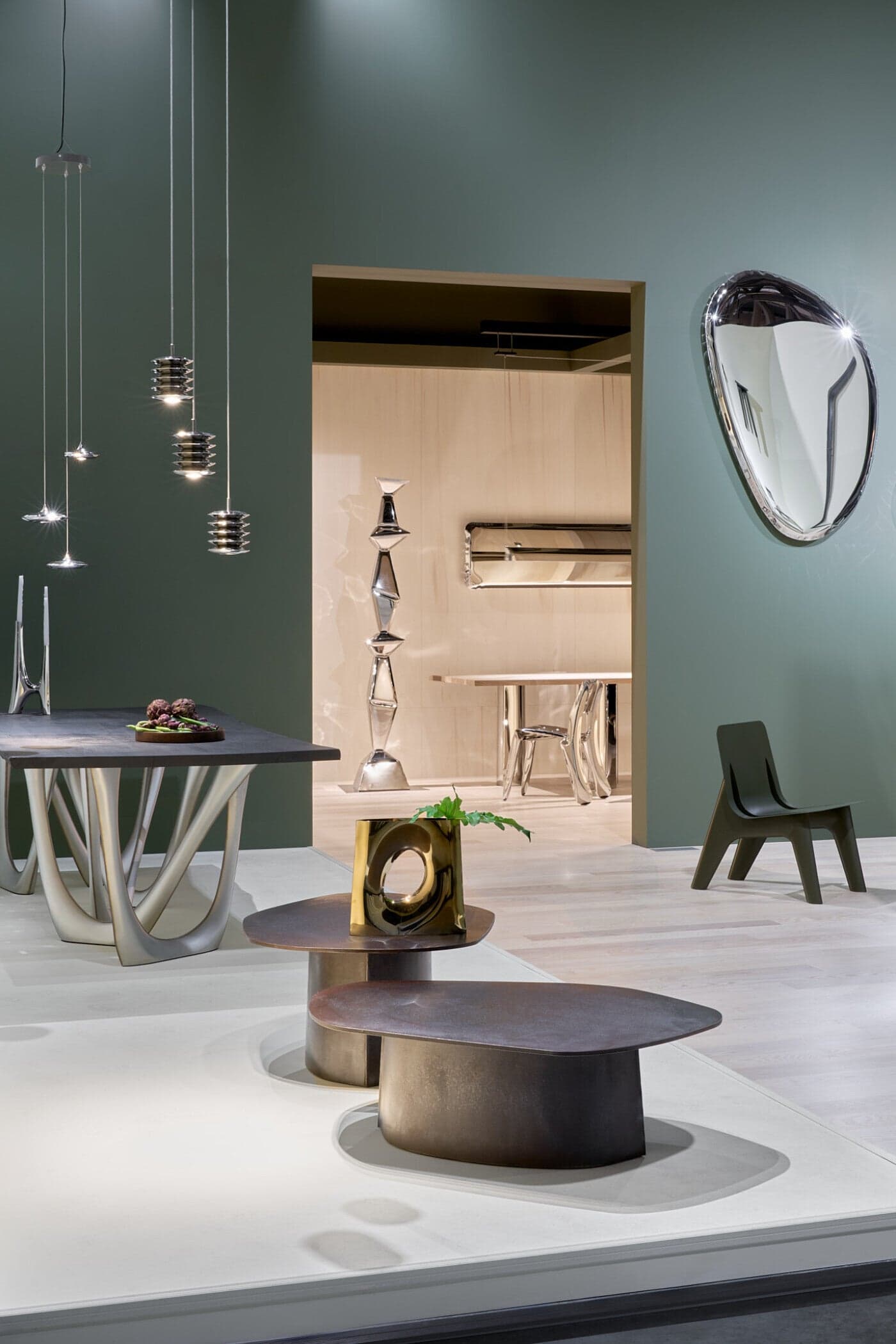 Zestaw trzech lamp wiszących HARMONICA, srebrny, 2700K, Zieta Studio - 121137