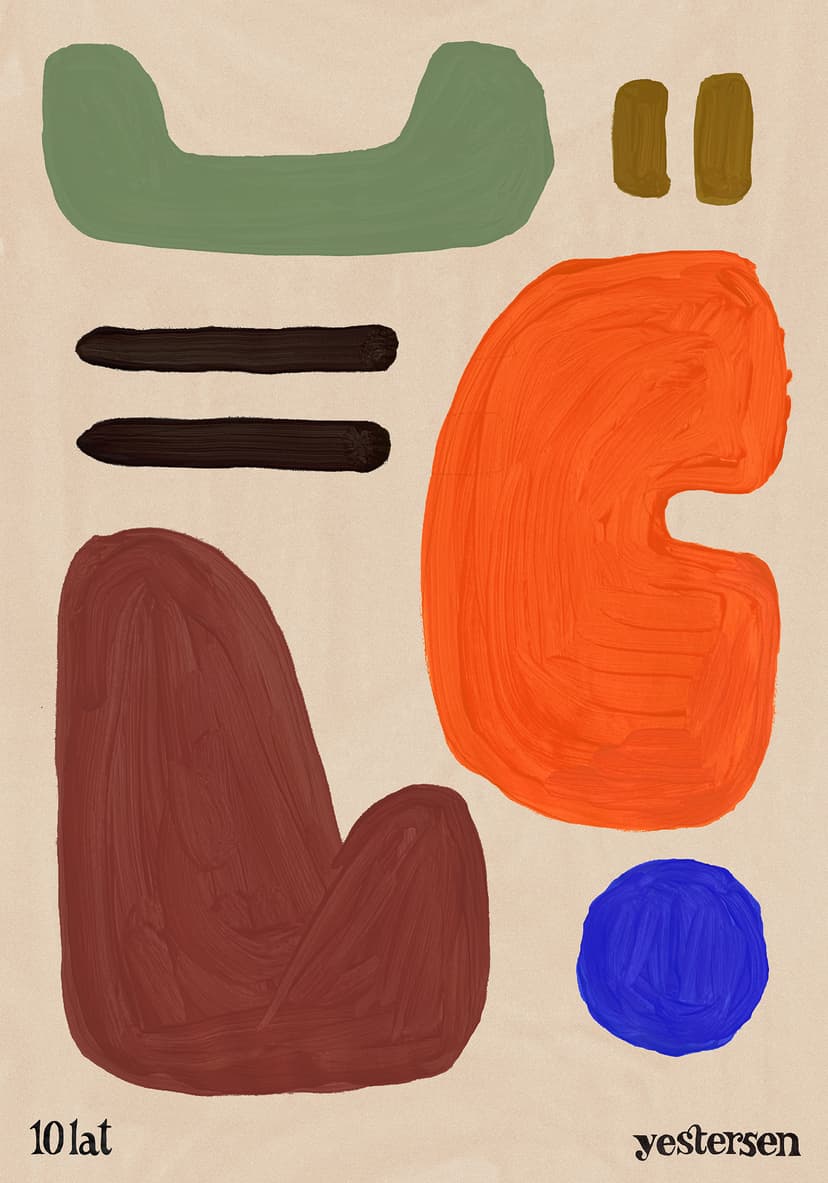 Plakat 10 lat yestersen, 40x50 cm, aut. K. Jasińska, GRA-FIKA