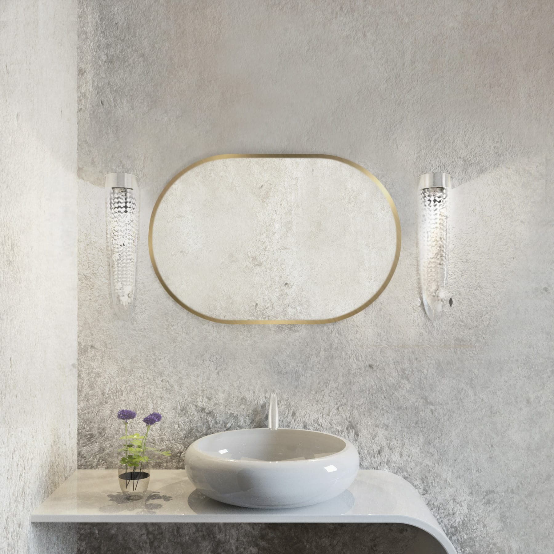 Lustro owalne Tiny Border Pastille 80x40 cm, złote, Baltica - 177576