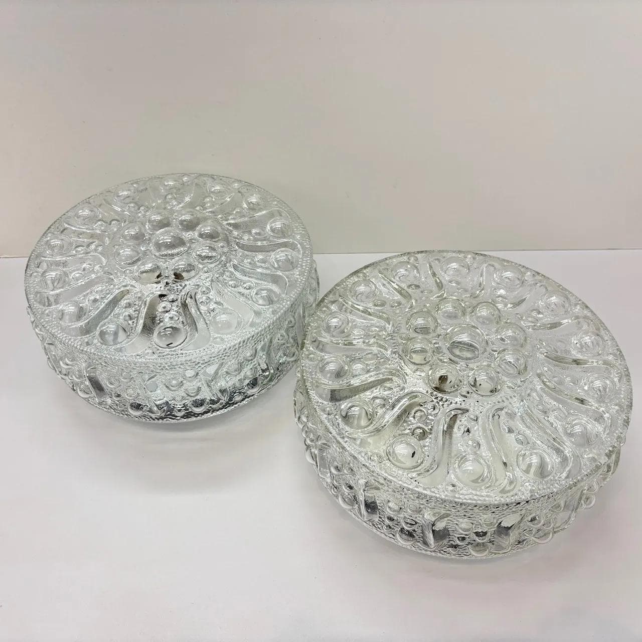 Para kinkietów Bubble, szkło transparent, Niemcy, lata 80. - 16118