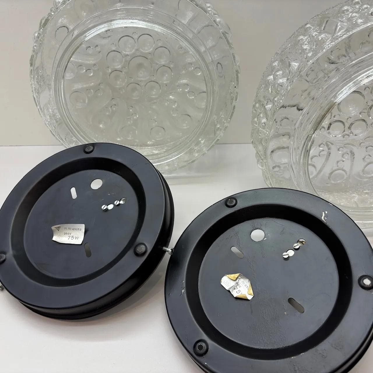 Para kinkietów Bubble, szkło transparent, Niemcy, lata 80. - 16114