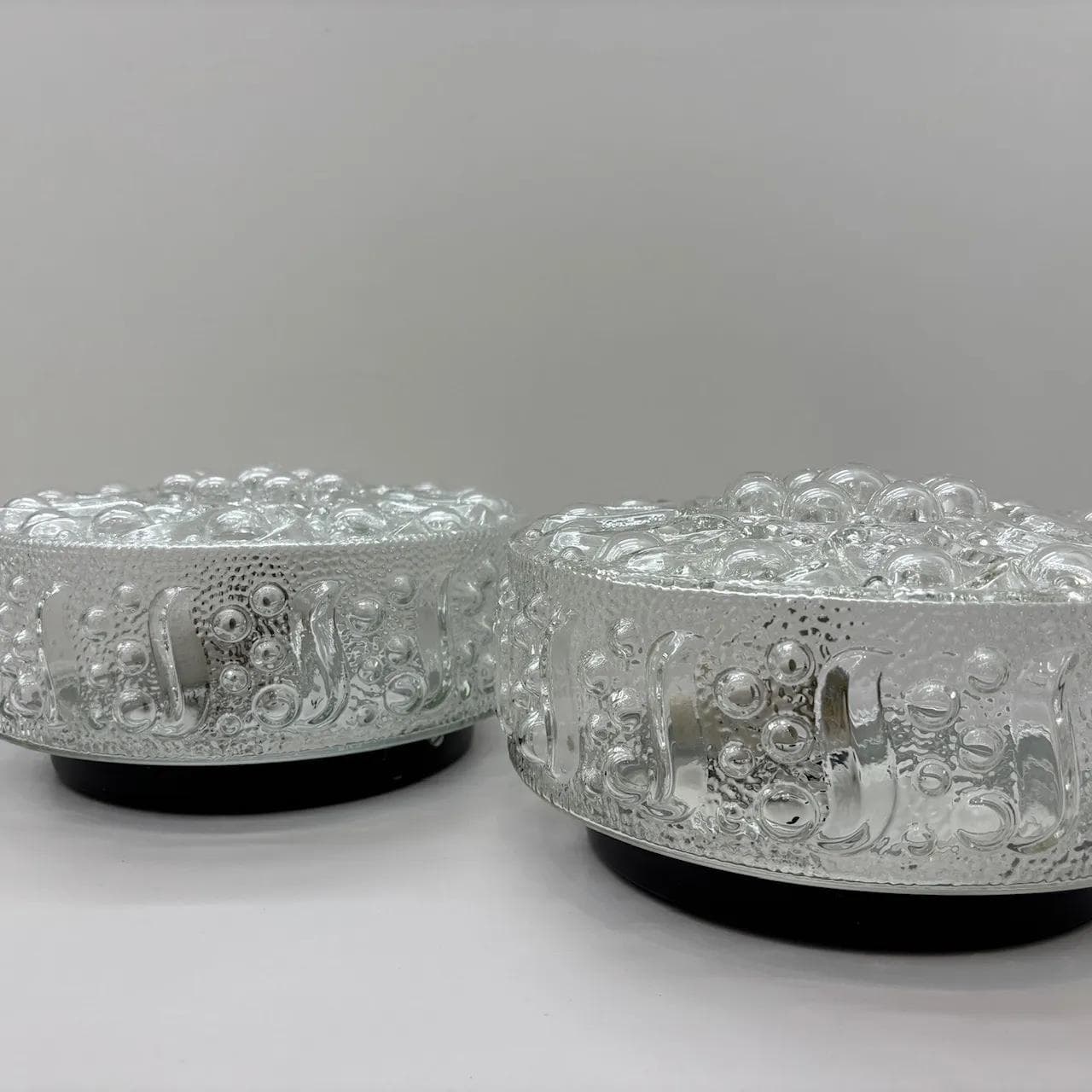 Para kinkietów Bubble, szkło transparent, Niemcy, lata 80. - 16116