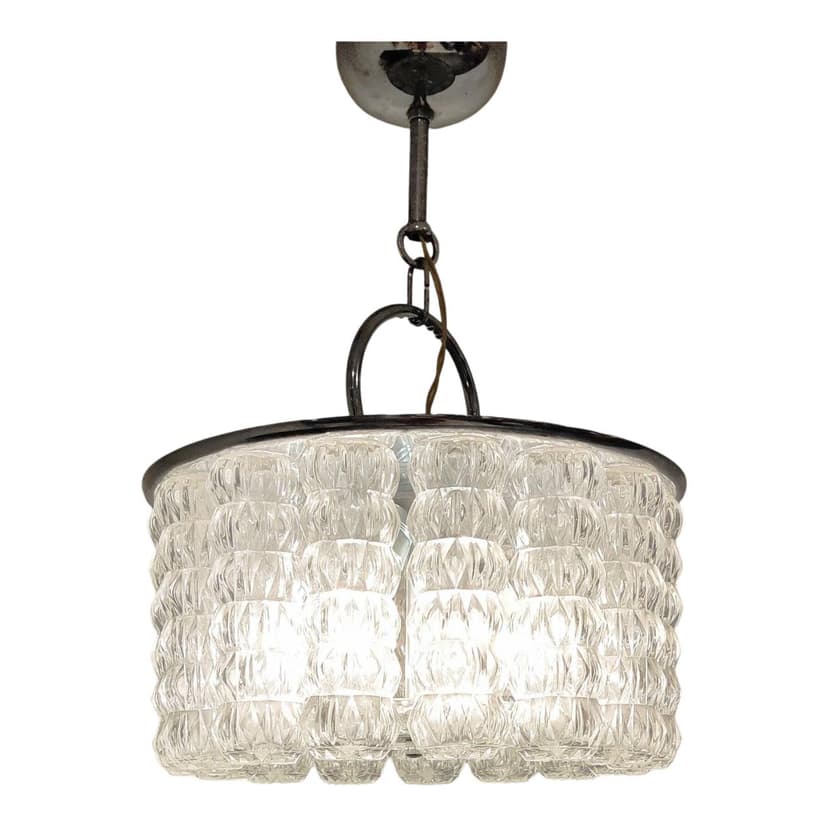 Żyrandol, transparentny, szkło, Belgia, lata 60.