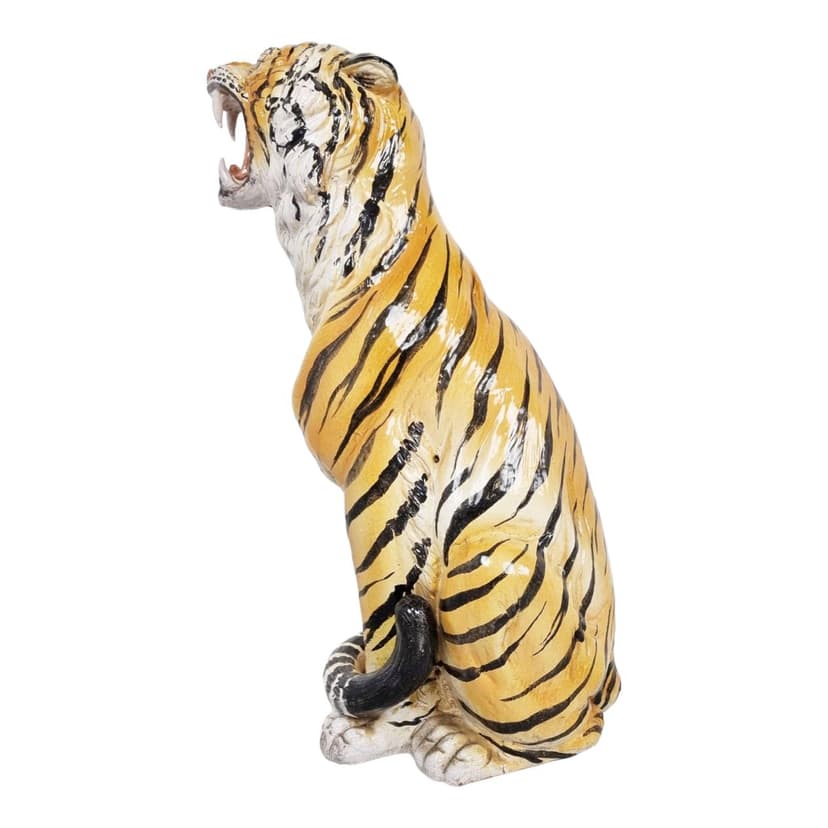 Figura tygrysa, pomarańczowy, ceramika, Włochy, lata 70.
