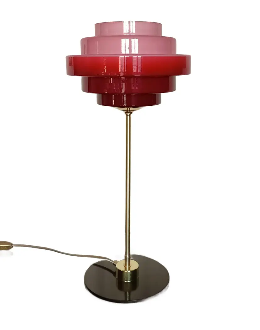 Lampa biurkowa, czerwony, szkło, Niemcy, lata 70.