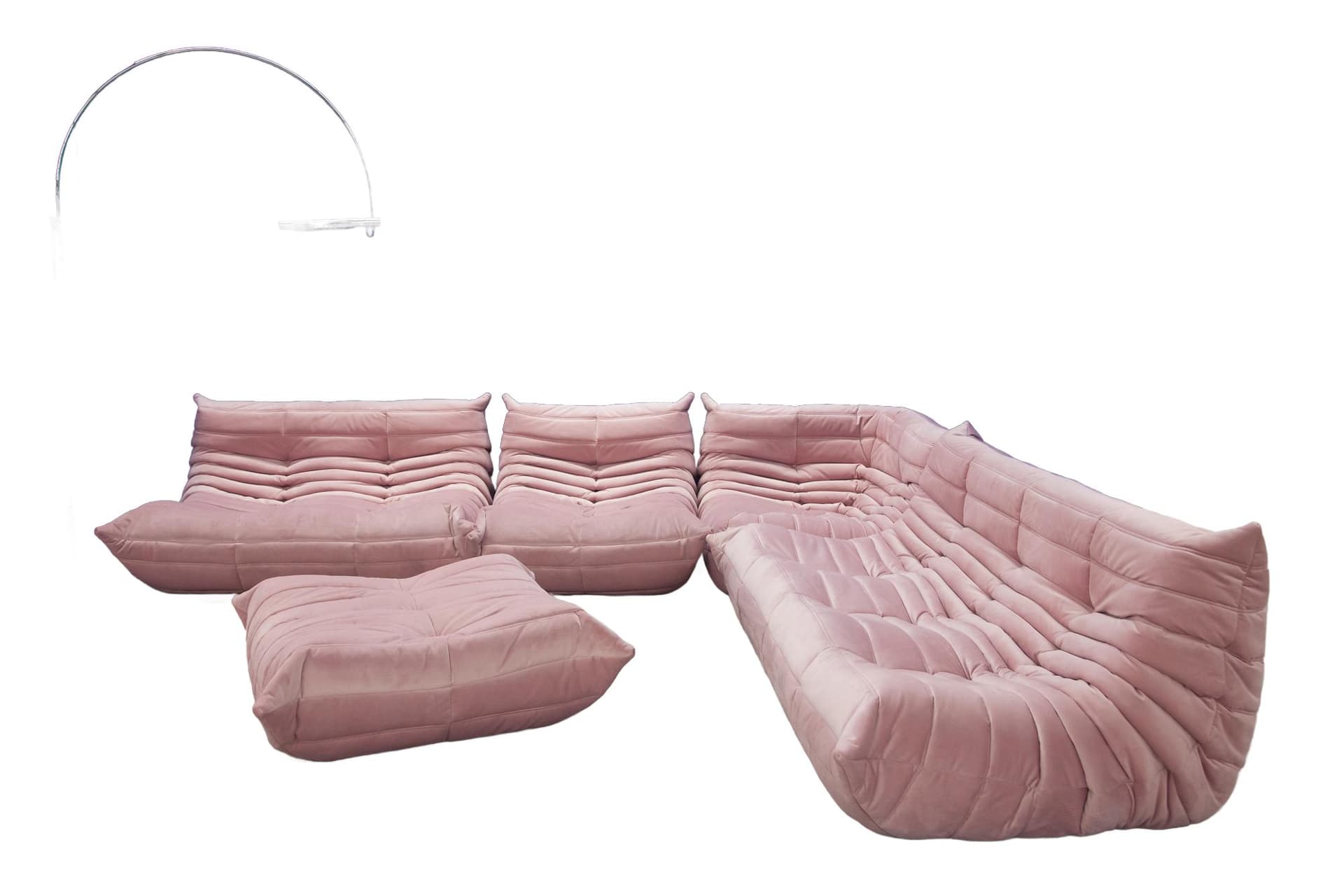 Zestaw wypoczynkowy Togo 5 części, velvet różowy jasny